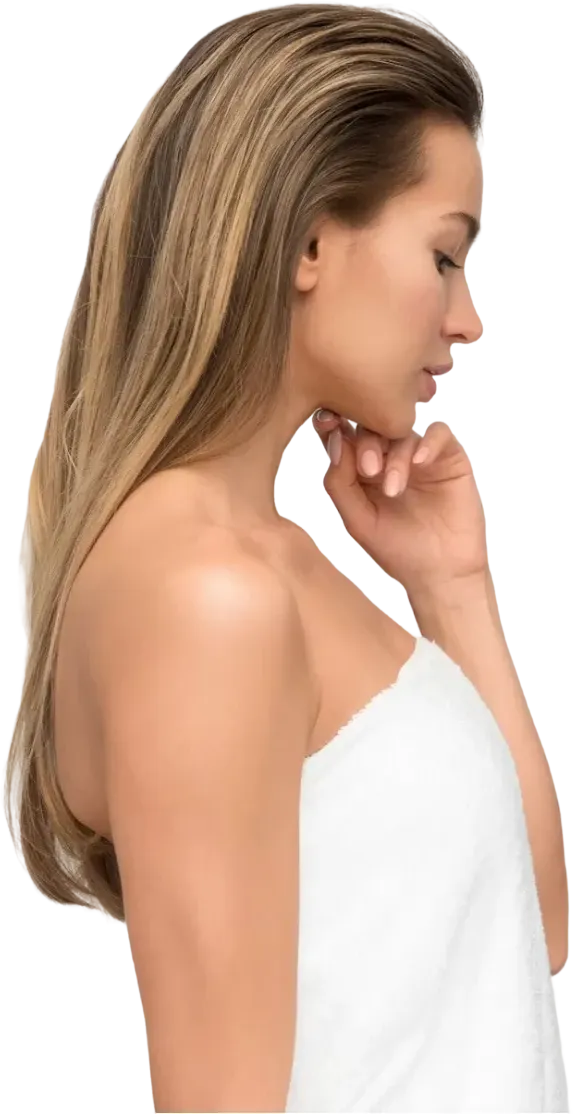Woman in a towel turned to the side