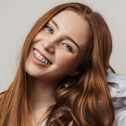 Young girl in braces