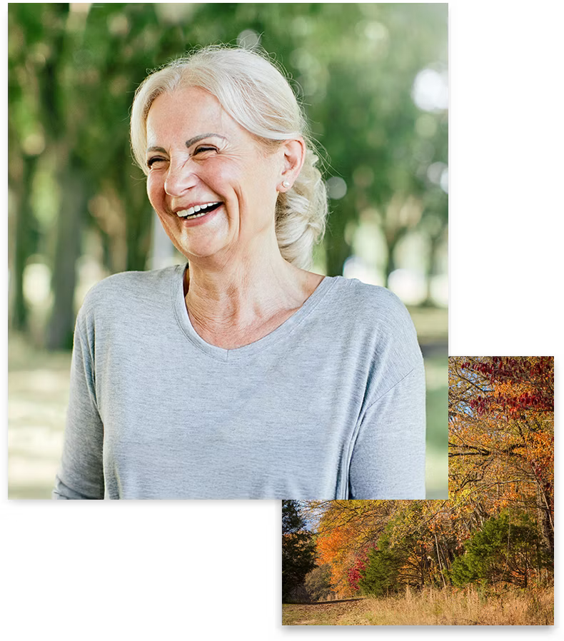Older woman smiling outside