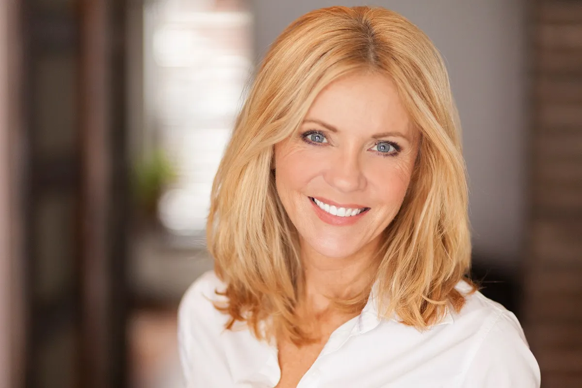 smiling blond woman